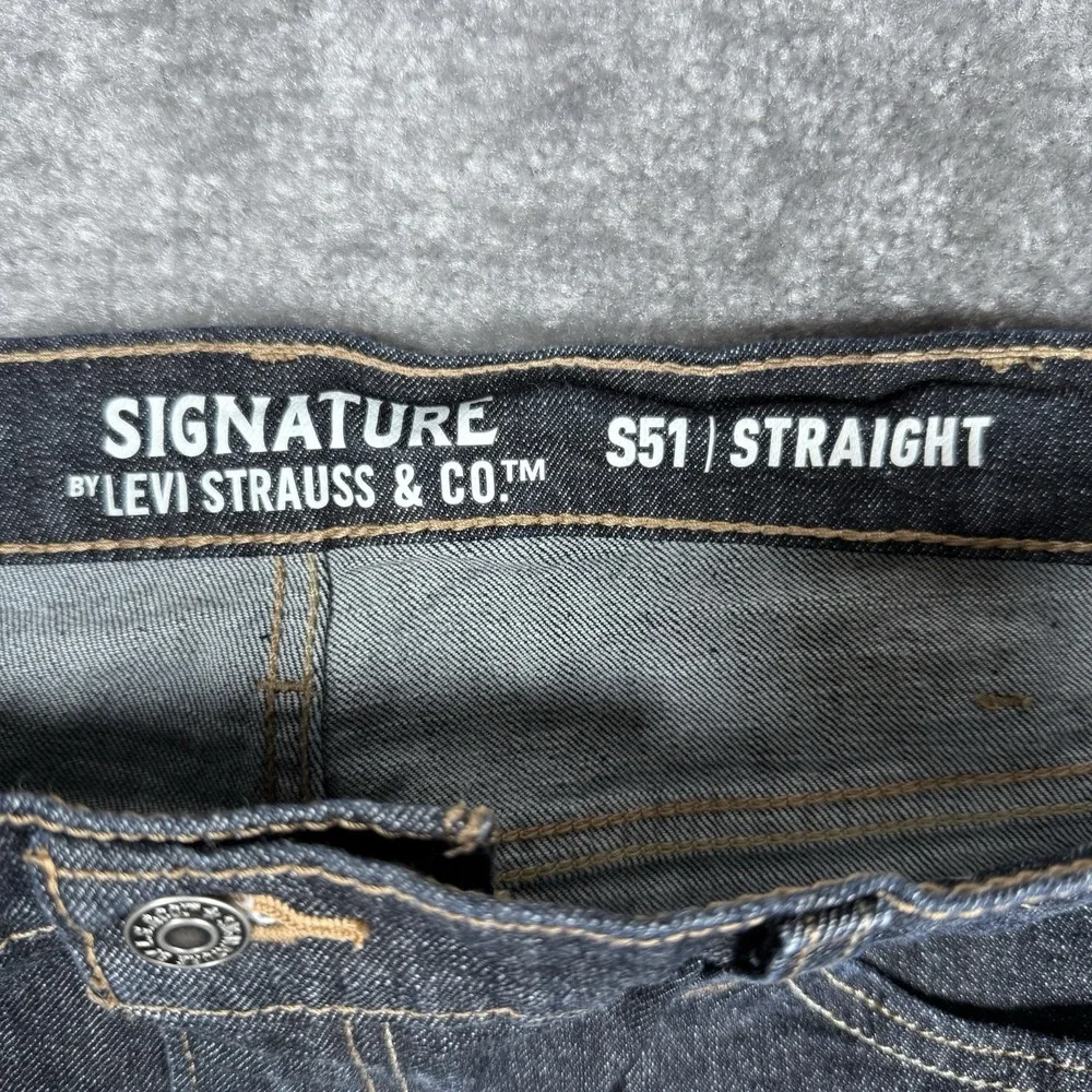 Levi's Signature Jeans Men's 40x32 Blue S51 Straight Leg Dark Wash Denim Stretch